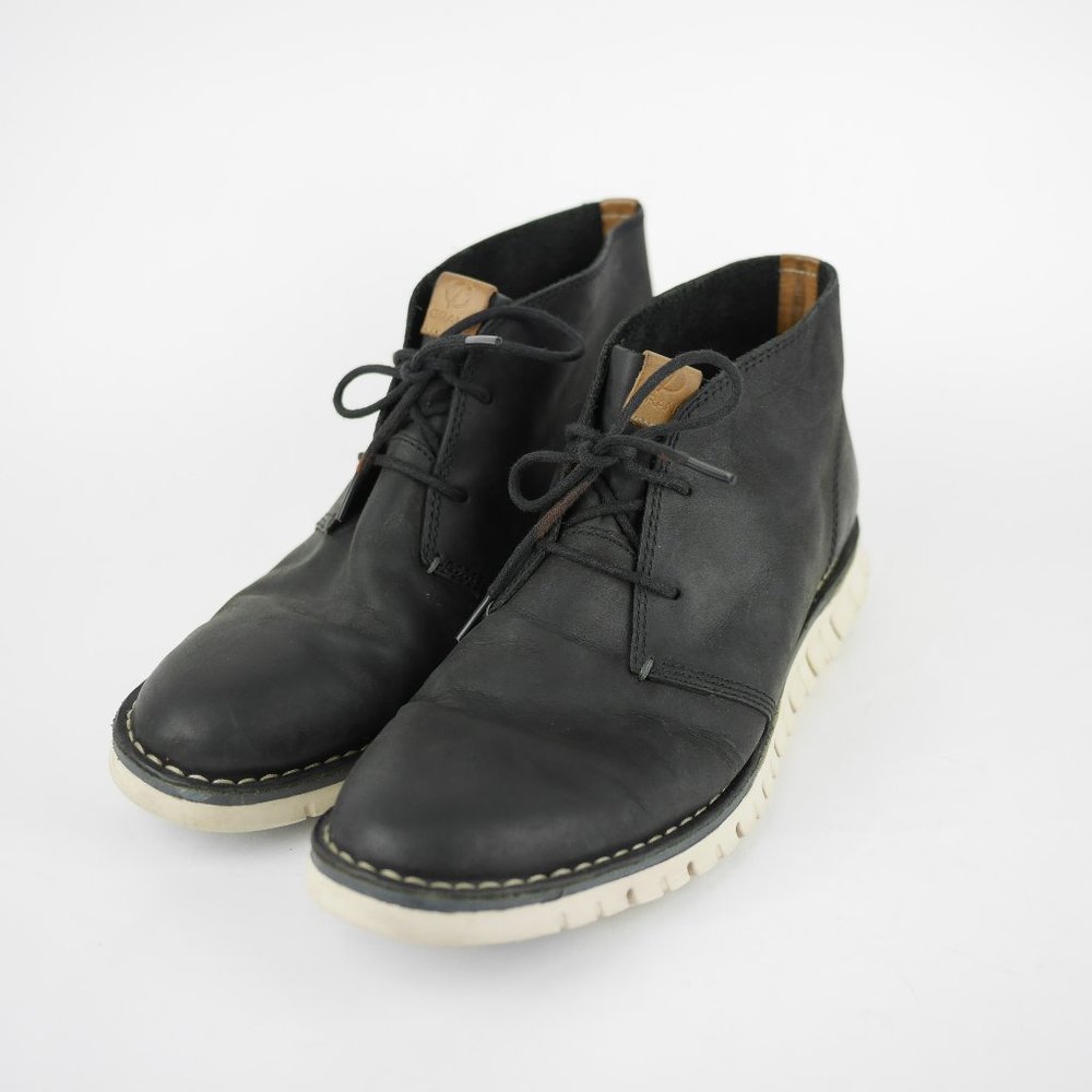 ZEROGRAND COLE HAAN Men's 11 Black leather ankle boots 5.5" shaft casual shoes